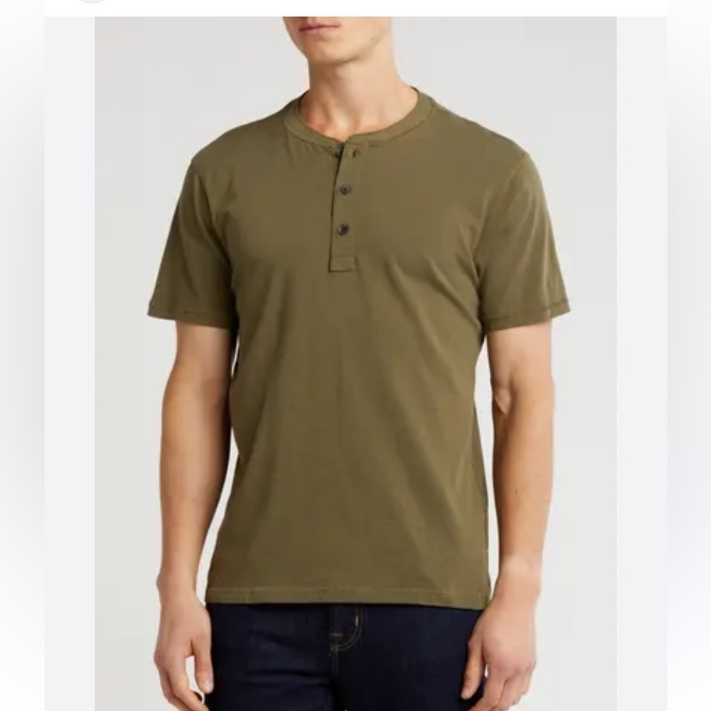 Tailor Vintage olive green men’s Henley T Shirt size medium - Picture 1 of 8